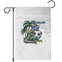 Funny Curaçao Iguana Soccer Fan Garden Flag Caribbean Pride Football Graphic