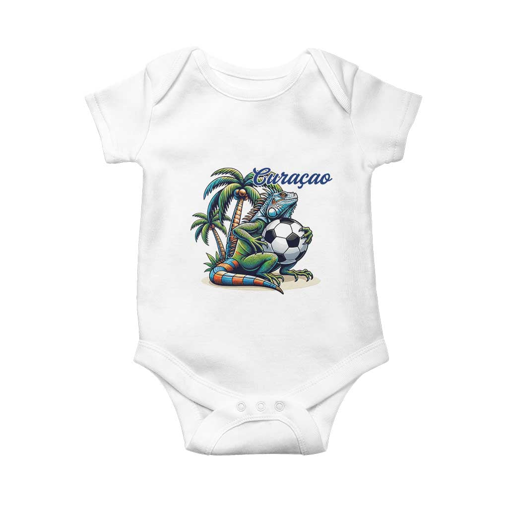 Funny Curaçao Iguana Soccer Fan Baby Onesie Caribbean Pride Football Graphic