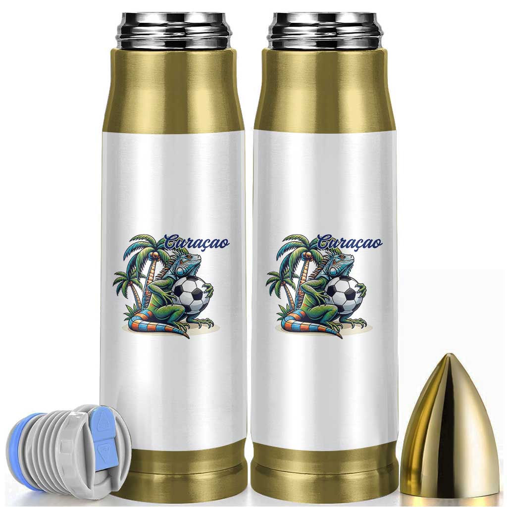 Funny Curaçao Iguana Soccer Fan Bullet Tumbler Caribbean Pride Football Graphic
