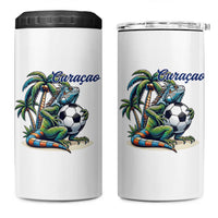 Funny Curaçao Iguana Soccer Fan 4 in 1 Can Cooler Tumbler Caribbean Pride Football Graphic