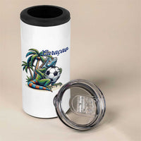 Funny Curaçao Iguana Soccer Fan 4 in 1 Can Cooler Tumbler Caribbean Pride Football Graphic