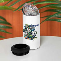 Funny Curaçao Iguana Soccer Fan 4 in 1 Can Cooler Tumbler Caribbean Pride Football Graphic