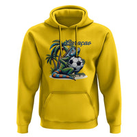Funny Curaçao Iguana Soccer Fan Hoodie Caribbean Pride Football Graphic