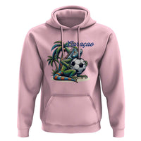 Funny Curaçao Iguana Soccer Fan Hoodie Caribbean Pride Football Graphic