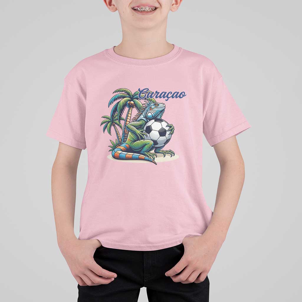 Funny Curaçao Iguana Soccer Fan T Shirt For Kid Caribbean Pride Football Graphic