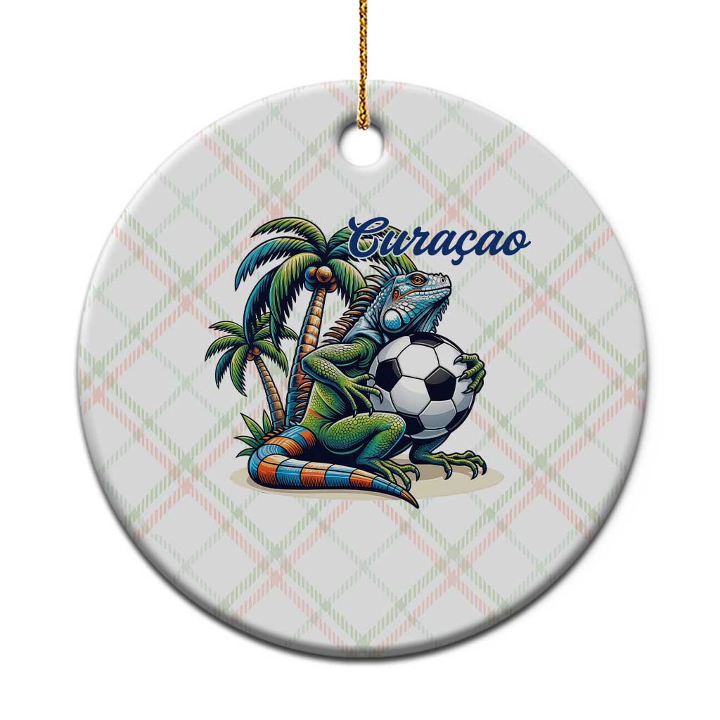 Funny Curaçao Iguana Soccer Fan Ceramic Ornament Caribbean Pride Football Graphic
