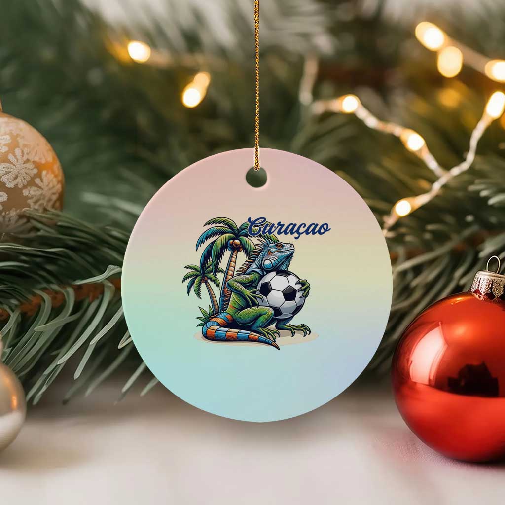 Funny Curaçao Iguana Soccer Fan Ceramic Ornament Caribbean Pride Football Graphic