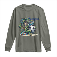 Funny Curaçao Iguana Soccer Fan Long Sleeve Shirt Caribbean Pride Football Graphic