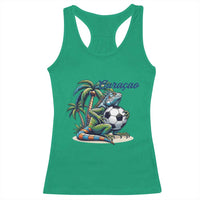Funny Curaçao Iguana Soccer Fan Racerback Tank Top Caribbean Pride Football Graphic
