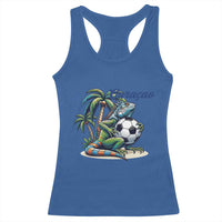 Funny Curaçao Iguana Soccer Fan Racerback Tank Top Caribbean Pride Football Graphic