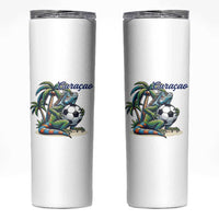 Funny Curaçao Iguana Soccer Fan Skinny Tumbler Caribbean Pride Football Graphic