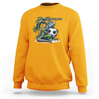 Funny Curaçao Iguana Soccer Fan Sweatshirt Caribbean Pride Football Graphic
