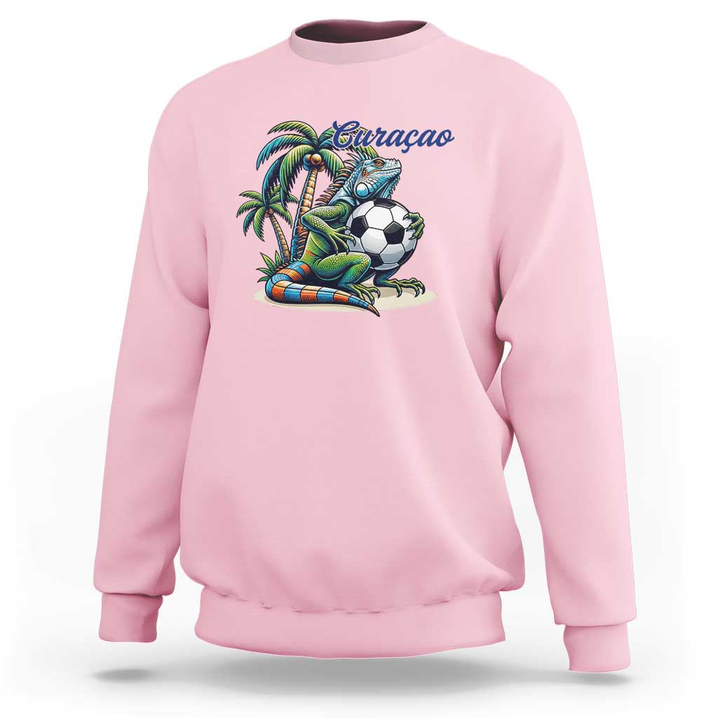 Funny Curaçao Iguana Soccer Fan Sweatshirt Caribbean Pride Football Graphic
