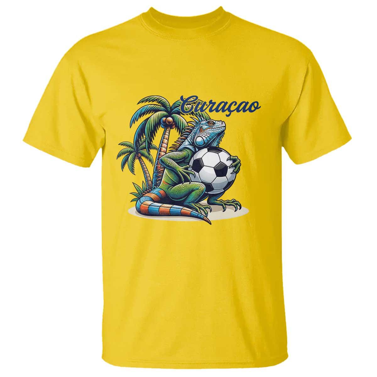 Funny Curaçao Iguana Soccer Fan T Shirt Caribbean Pride Football Graphic