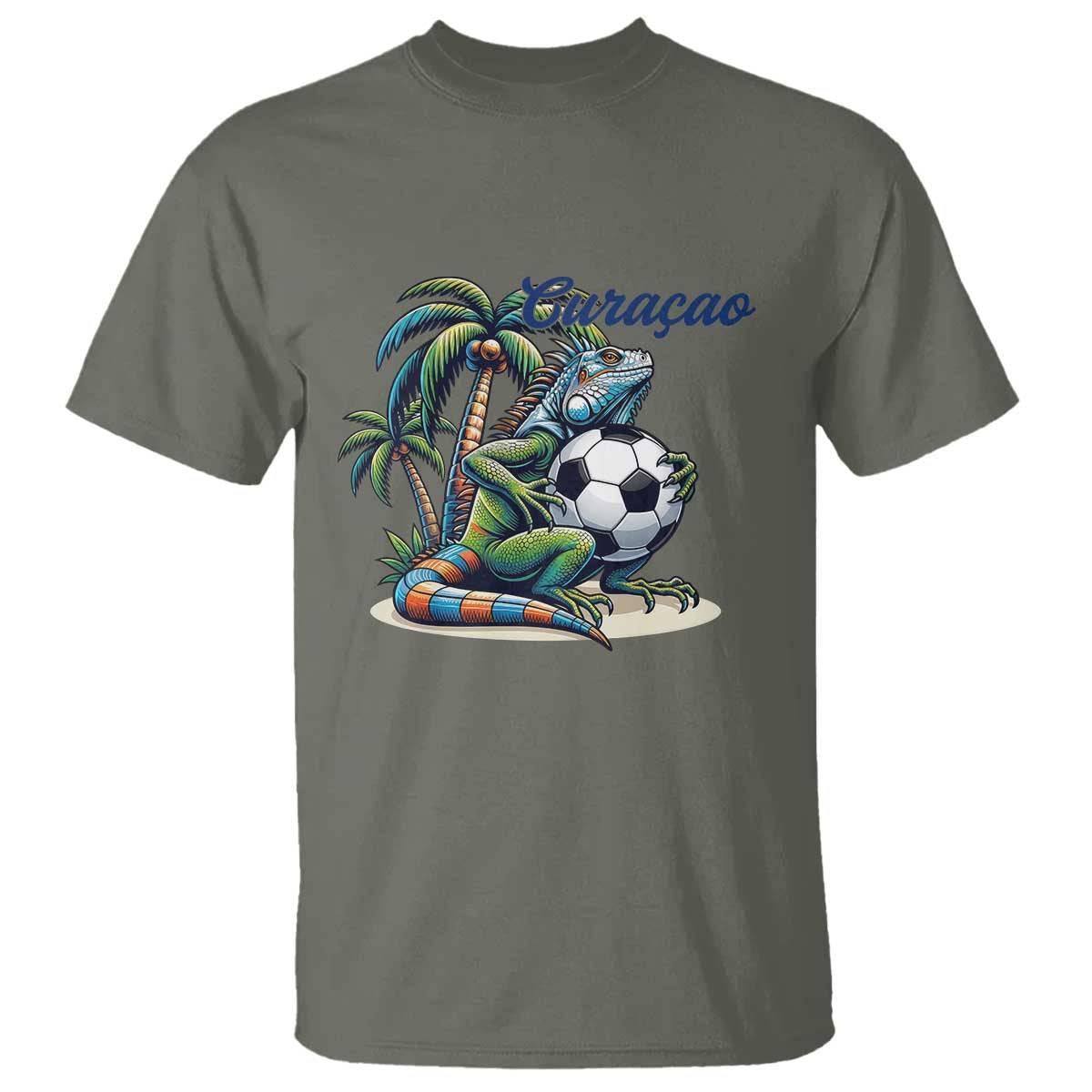 Funny Curaçao Iguana Soccer Fan T Shirt Caribbean Pride Football Graphic