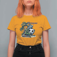 Funny Curaçao Iguana Soccer Fan T Shirt For Women Caribbean Pride Football Graphic