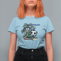 Funny Curaçao Iguana Soccer Fan T Shirt For Women Caribbean Pride Football Graphic