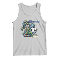 Funny Curaçao Iguana Soccer Fan Tank Top Caribbean Pride Football Graphic
