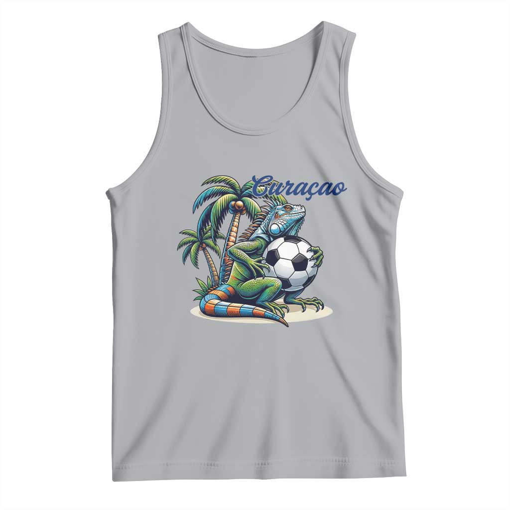Funny Curaçao Iguana Soccer Fan Tank Top Caribbean Pride Football Graphic