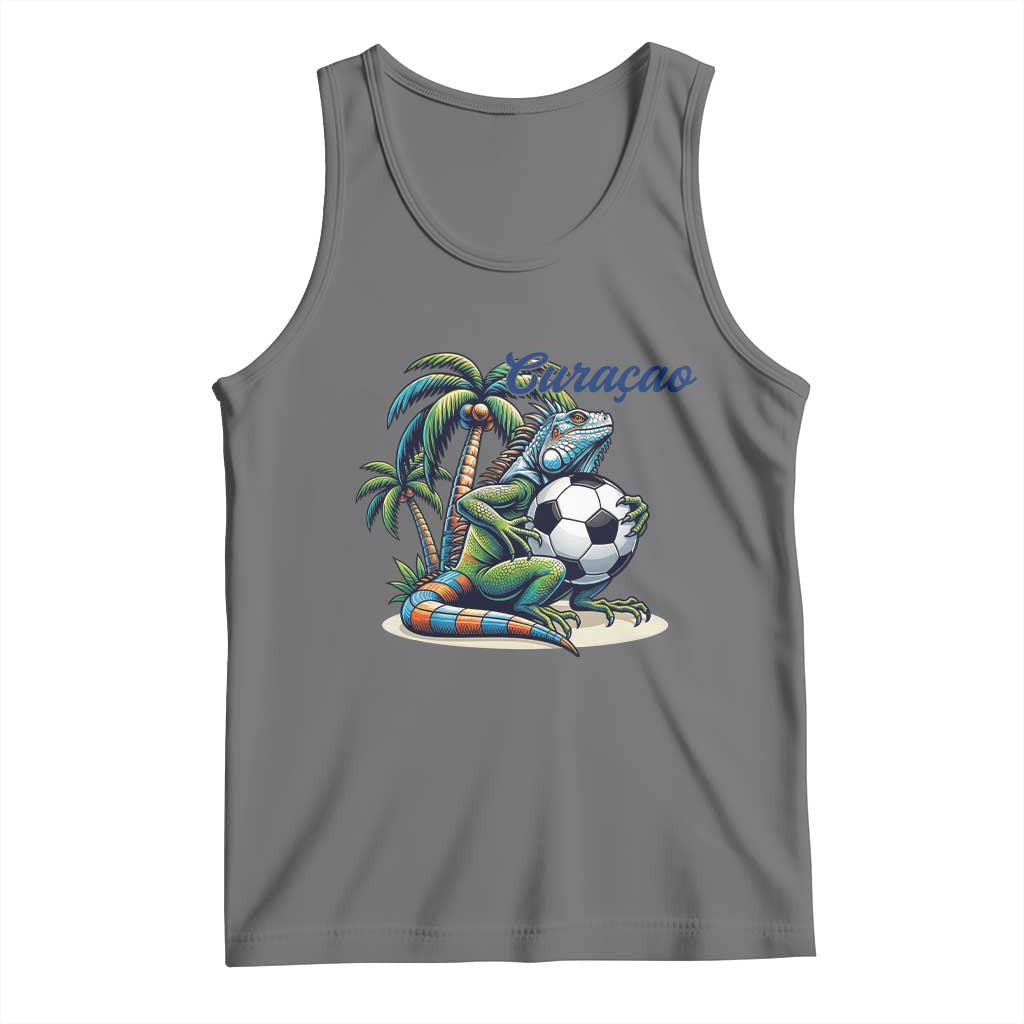 Funny Curaçao Iguana Soccer Fan Tank Top Caribbean Pride Football Graphic