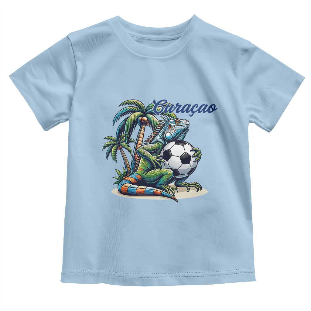 Funny Curaçao Iguana Soccer Fan Toddler T Shirt Caribbean Pride Football Graphic