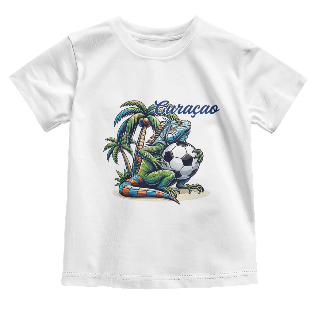 Funny Curaçao Iguana Soccer Fan Toddler T Shirt Caribbean Pride Football Graphic