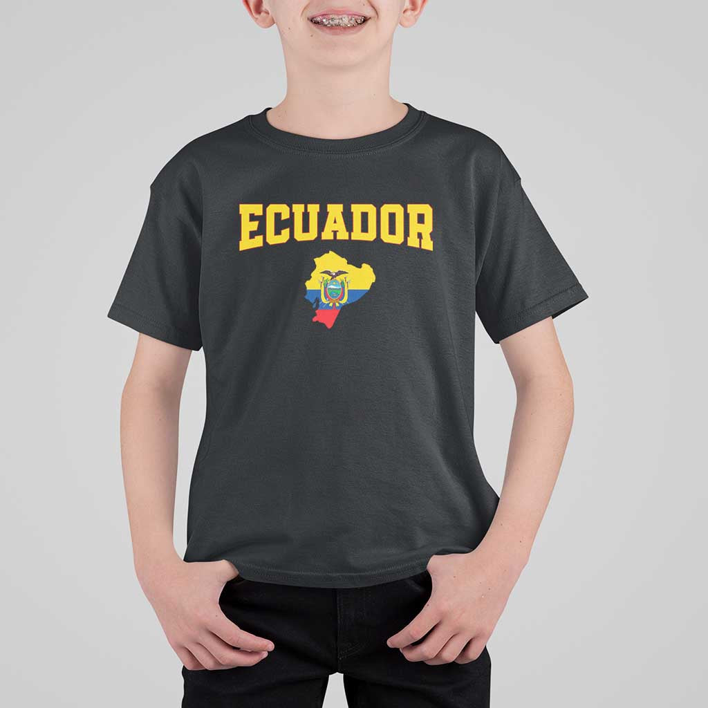 Proud Ecuadorian Map T Shirt For Kid Ecuador Roots Heritage Pride
