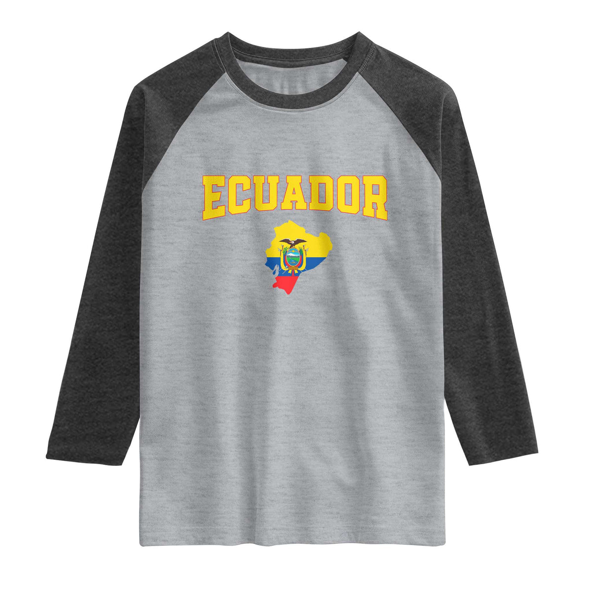 Proud Ecuadorian Map Raglan Shirt Ecuador Roots Heritage Pride