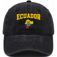 Proud Ecuadorian Map Washed Cotton Baseball Cap Ecuador Roots Heritage Pride