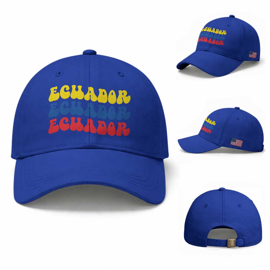 Retro Groovy Ecuador Baseball Cap Proud Ecuadorian Heritage