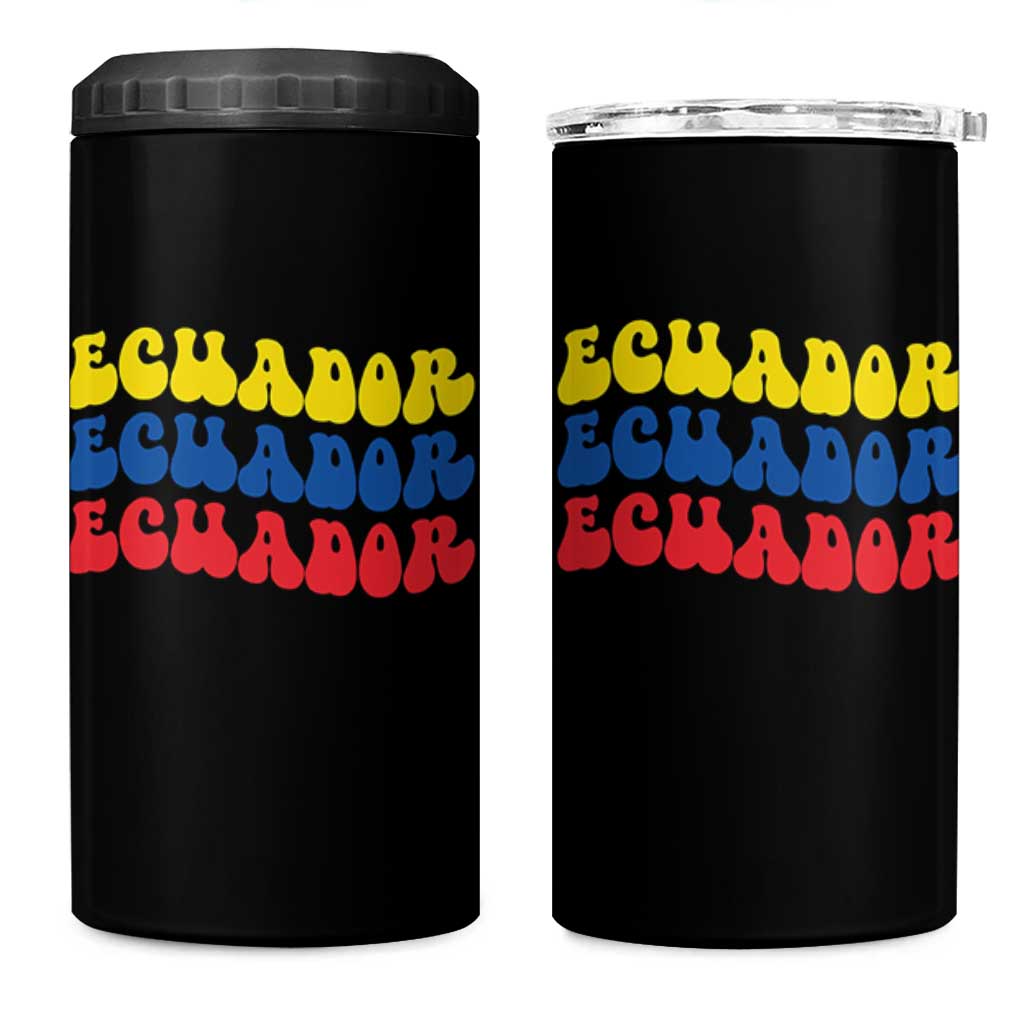 Retro Groovy Ecuador 4 in 1 Can Cooler Tumbler Proud Ecuadorian Heritage