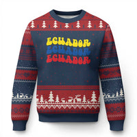Retro Groovy Ecuador Ugly Christmas Sweater Proud Ecuadorian Heritage