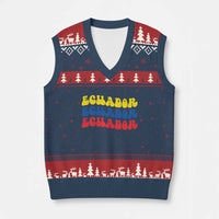 Retro Groovy Ecuador V-Neck Knit Sweater Vest Proud Ecuadorian Heritage