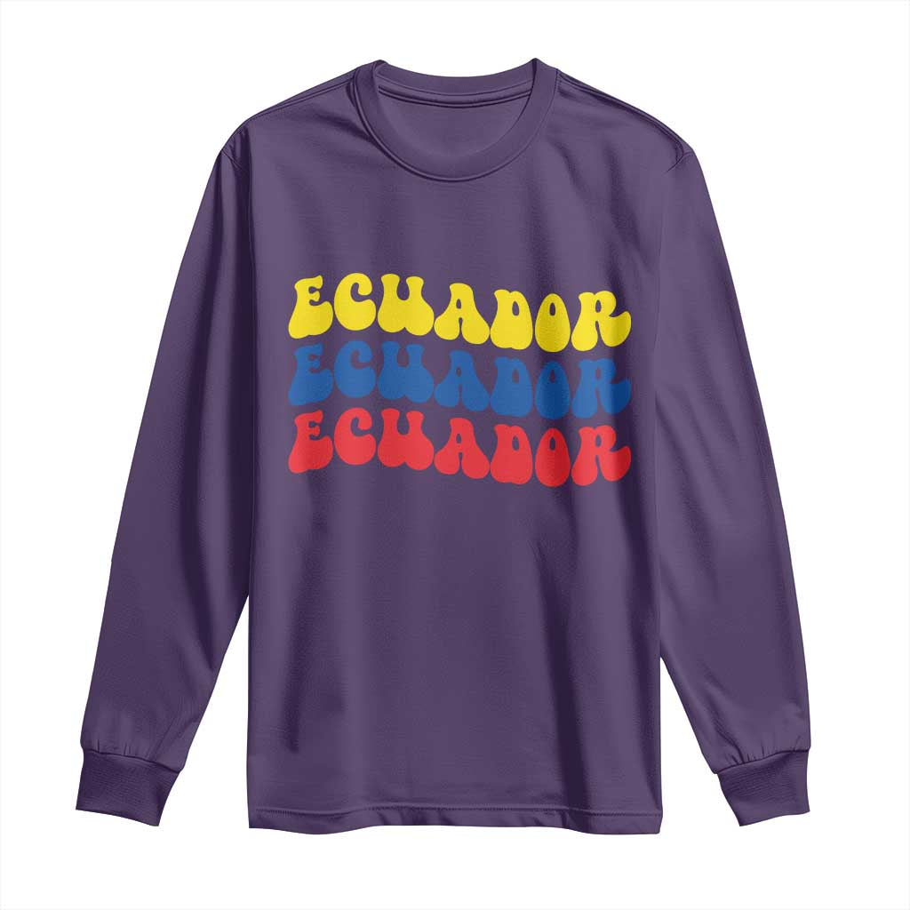Retro Groovy Ecuador Long Sleeve Shirt Proud Ecuadorian Heritage