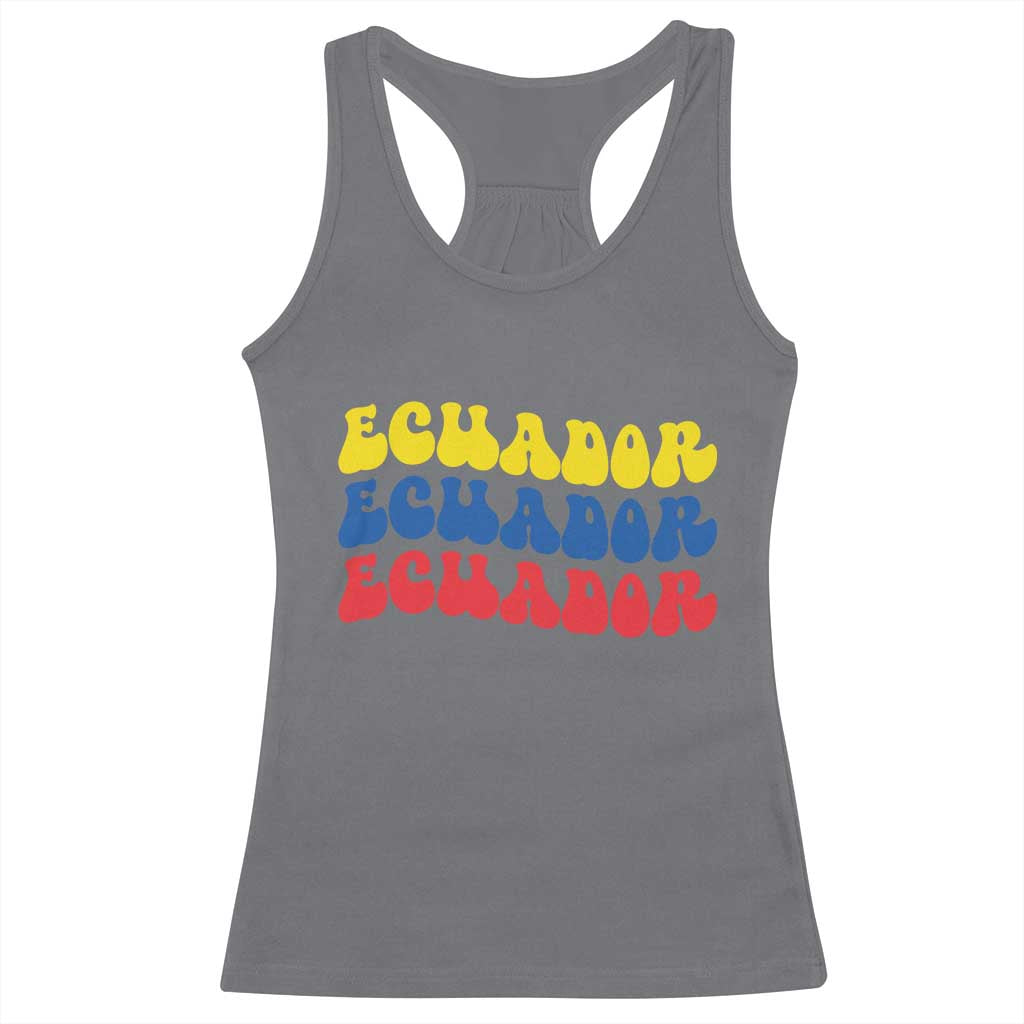 Retro Groovy Ecuador Racerback Tank Top Proud Ecuadorian Heritage