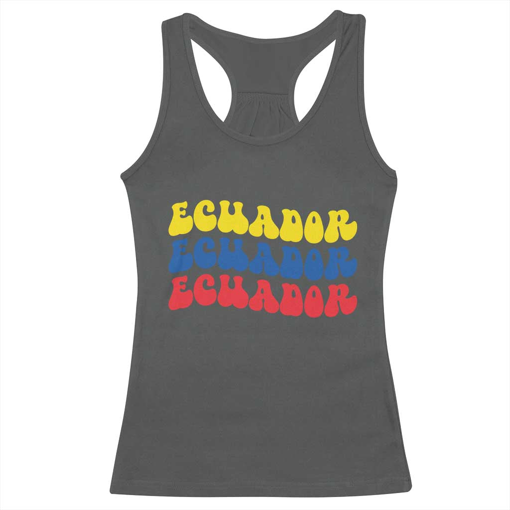 Retro Groovy Ecuador Racerback Tank Top Proud Ecuadorian Heritage