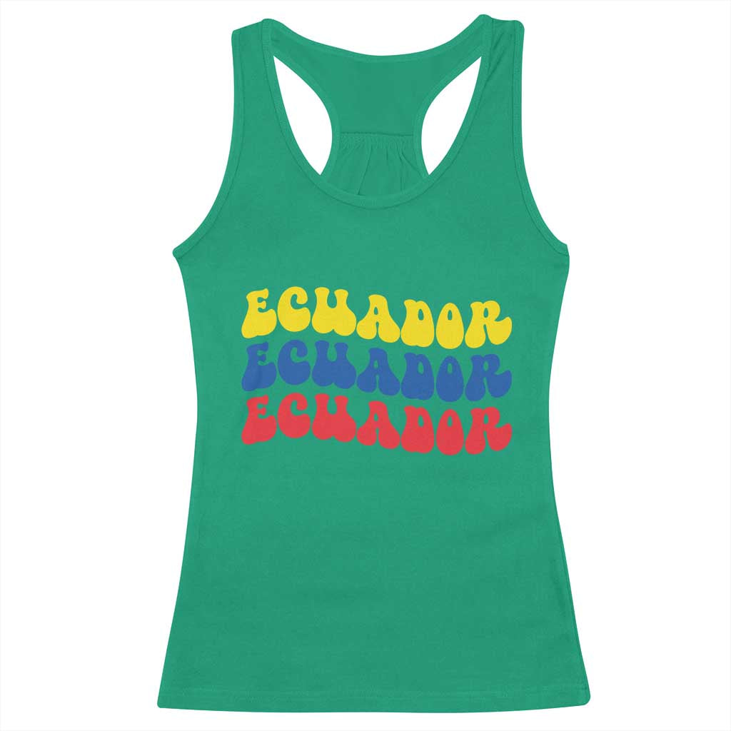 Retro Groovy Ecuador Racerback Tank Top Proud Ecuadorian Heritage