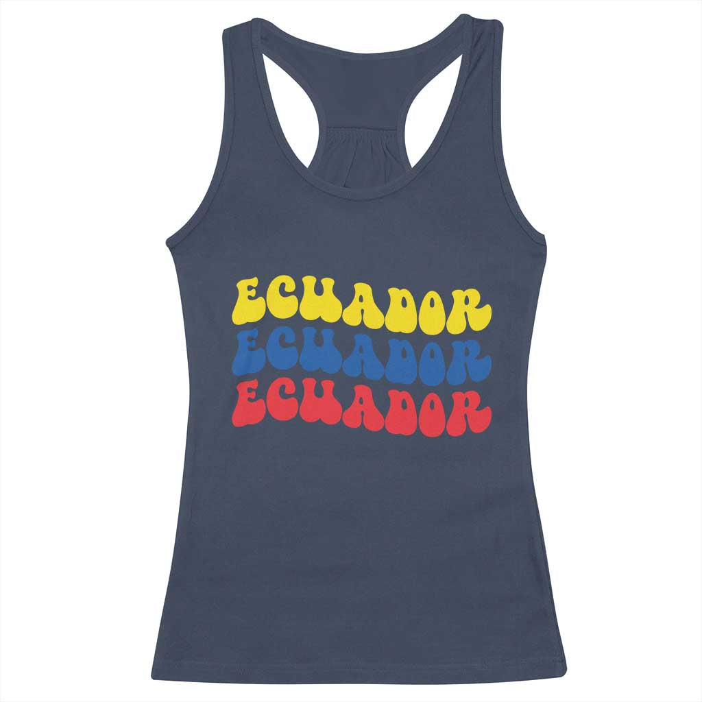 Retro Groovy Ecuador Racerback Tank Top Proud Ecuadorian Heritage