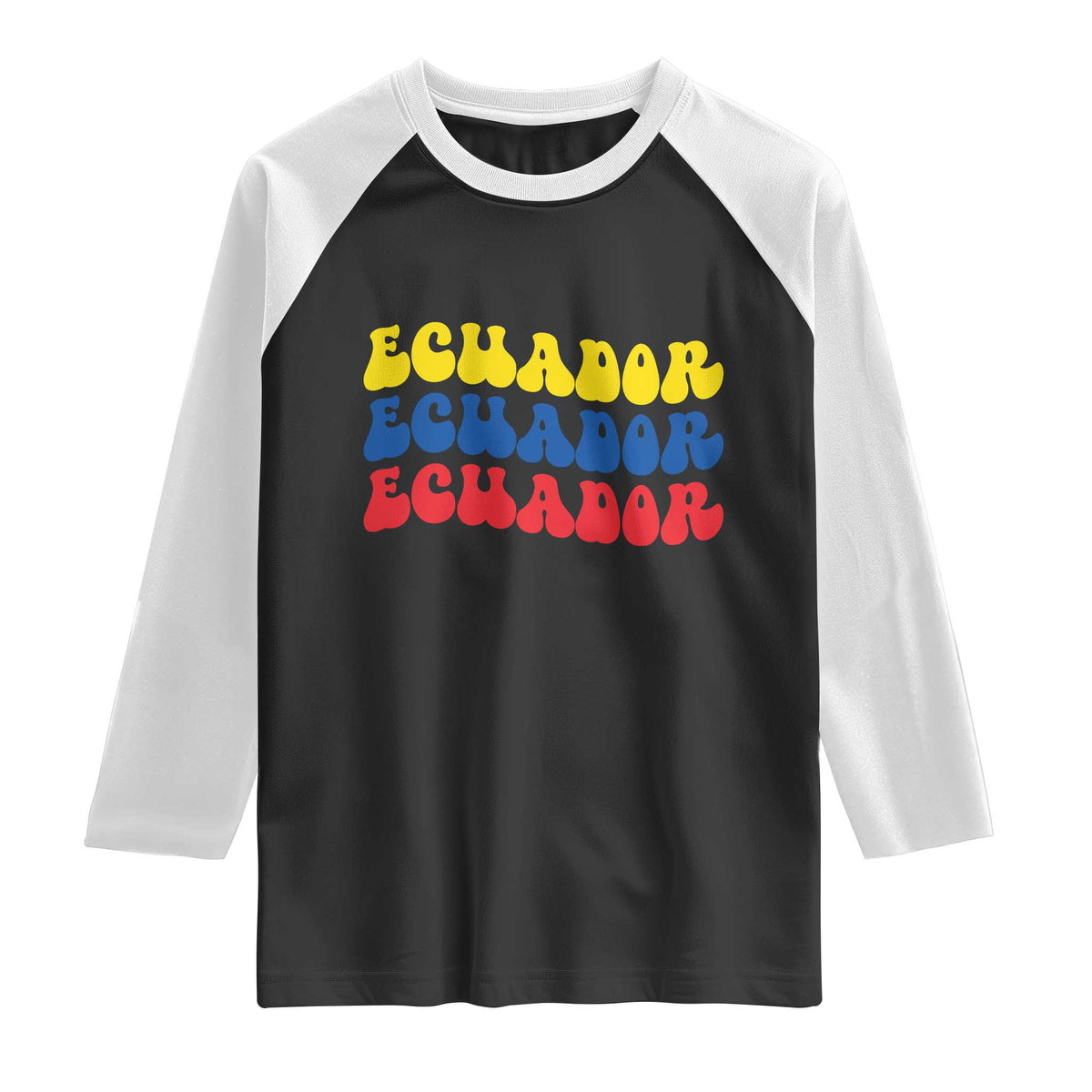 Retro Groovy Ecuador Raglan Shirt Proud Ecuadorian Heritage