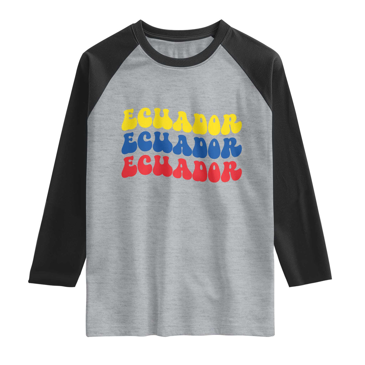 Retro Groovy Ecuador Raglan Shirt Proud Ecuadorian Heritage