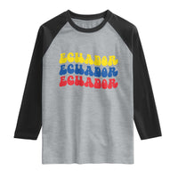 Retro Groovy Ecuador Raglan Shirt Proud Ecuadorian Heritage