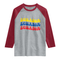 Retro Groovy Ecuador Raglan Shirt Proud Ecuadorian Heritage