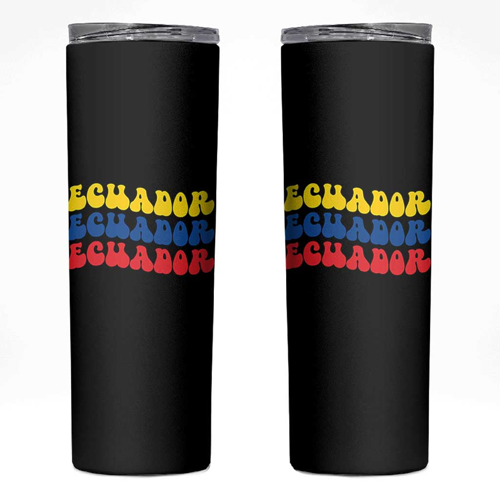 Retro Groovy Ecuador Skinny Tumbler Proud Ecuadorian Heritage