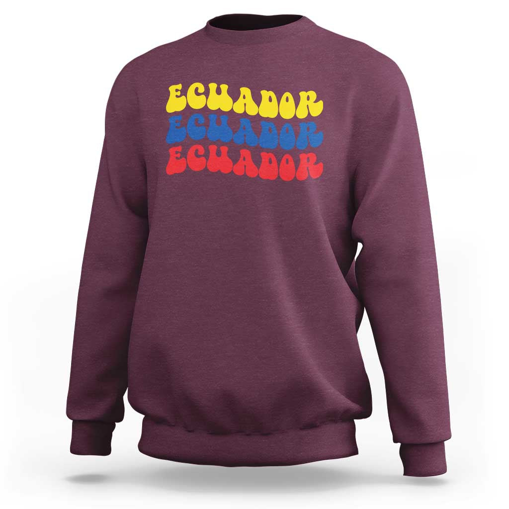 Retro Groovy Ecuador Sweatshirt Proud Ecuadorian Heritage