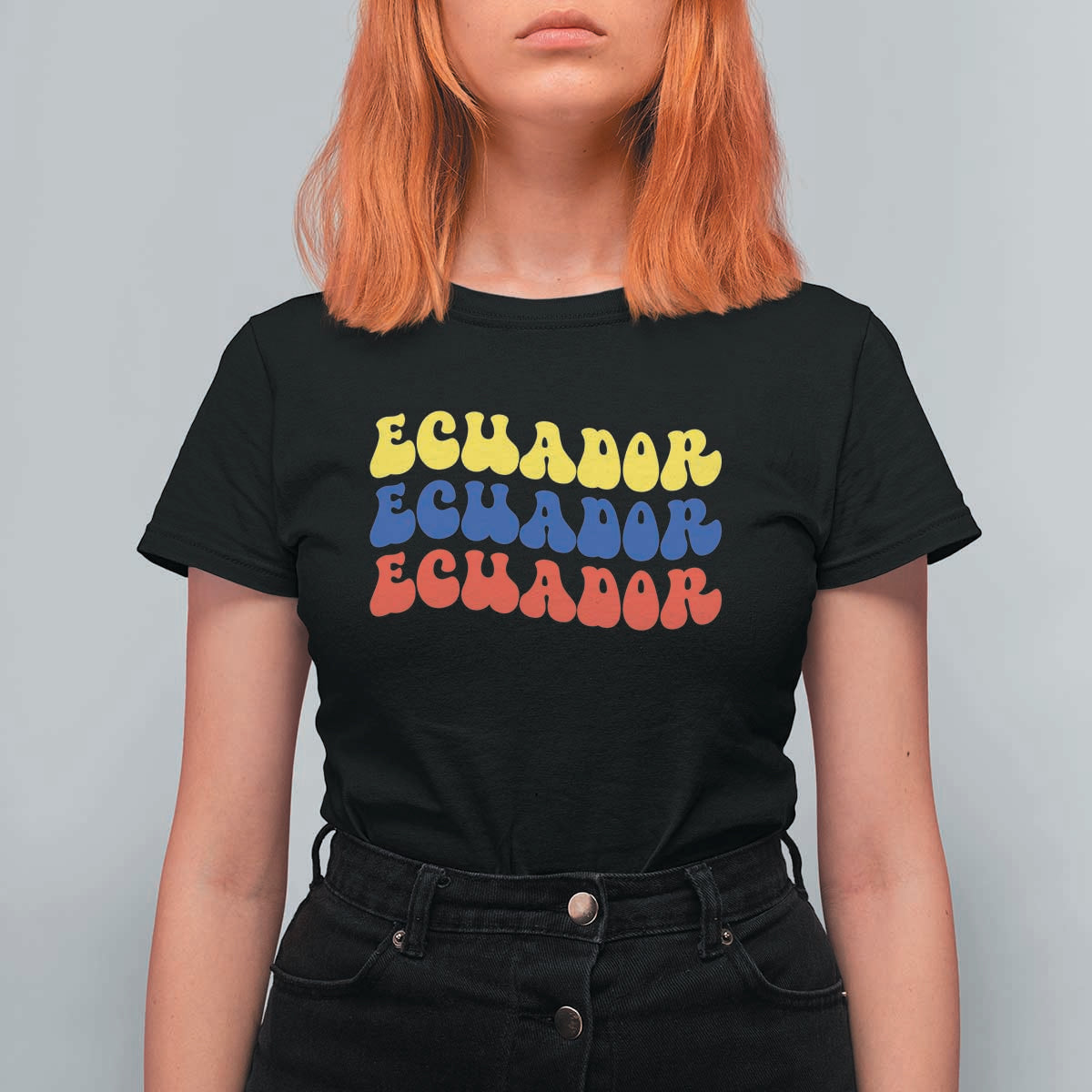 Retro Groovy Ecuador T Shirt For Women Proud Ecuadorian Heritage