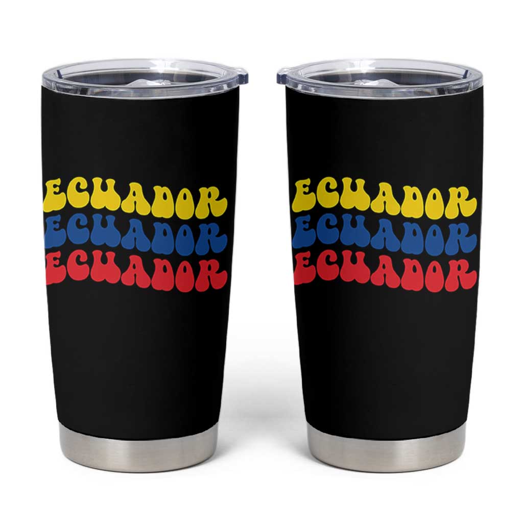 Retro Groovy Ecuador Tumbler Cup Proud Ecuadorian Heritage