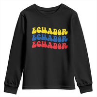 Retro Groovy Ecuador Youth Sweatshirt Proud Ecuadorian Heritage