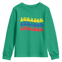 Retro Groovy Ecuador Youth Sweatshirt Proud Ecuadorian Heritage