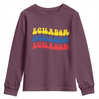 Retro Groovy Ecuador Youth Sweatshirt Proud Ecuadorian Heritage
