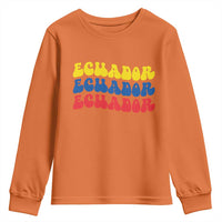 Retro Groovy Ecuador Youth Sweatshirt Proud Ecuadorian Heritage